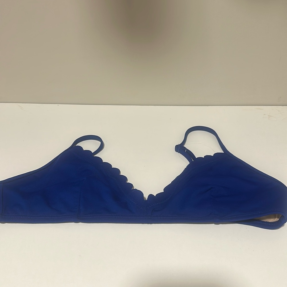 J. Crew Swimsuit top Blue with cut out trim